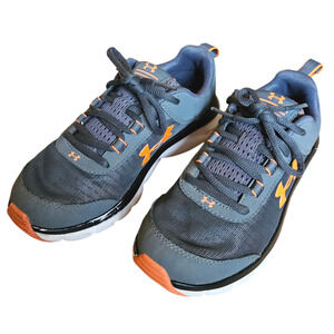 Under Armour Assert 8 Sneakers Running Shoes Grey Orange Youth Size 4.5